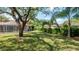 Spacious backyard with green grass and mature trees, perfect for outdoor activities and entertaining at 4475 Rachel Blvd, Spring Hill, FL 34607