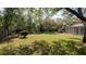 Well-maintained backyard with lush green grass, mature trees, and a screened-in lanai for relaxing at 4475 Rachel Blvd, Spring Hill, FL 34607