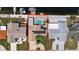 Aerial view showing property lines of a waterfront home with pool and dock at 5033 Cabrilla Ct, New Port Richey, FL 34652