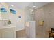 Modern bathroom with a glass-enclosed shower and a sleek vanity at 5033 Cabrilla Ct, New Port Richey, FL 34652