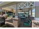 Outdoor grill and shaded seating area next to the pool with ceiling fans for resident's relaxation and enjoyment at 5110 Championship Cup Ln, Spring Hill, FL 34609