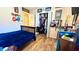 This bedroom is decorated with baseball accents and features a closet at 6054 Merrifield Dr, Zephyrhills, FL 33541