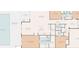 Detailed floor plan of home showcasing the layout including primary bedroom, kitchen, dining area, living room, and swimming pool at 6229 Sea Air Dr, Apollo Beach, FL 33572