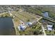 Aerial view of a waterfront property showcasing available lots, streets, and water views at 6691 Wander Ln, New Port Richey, FL 34652