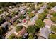 Aerial shot of neighborhood highlighting lush trees and proximity to neighborhood amenities at 8505 Lincolnshire Dr, Hudson, FL 34667
