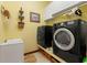 Well-equipped laundry room with modern washer, dryer, sink and storage baskets at 10645 Fawn Dr, New Port Richey, FL 34654