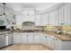 Gourmet kitchen featuring custom white cabinets, granite countertops, stainless steel appliances, and ample counter space at 10712 Pontofino Cir, Trinity, FL 34655