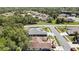 This aerial view shows a well-situated home in a tranquil community with mature trees and landscaped yards at 11253 Avalon Way, Spring Hill, FL 34609