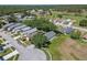 Aerial view of a residential community with well-maintained homes, lush landscaping, and a nearby golf course at 18109 Tiverton Ct, Hudson, FL 34667