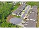Aerial view of neighborhood showing sidewalks, mature trees and cul-de-sac street at 3032 Jacob Crossing Ln, Holiday, FL 34691
