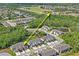 An aerial view of a townhome community near green spaces and ponds at 3032 Jacob Crossing Ln, Holiday, FL 34691