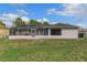 Large backyard with screened in patio and chain link fence surrounding property at 3345 Carmen Ave, Spring Hill, FL 34609