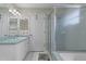 This bathroom has a shower, tub, toilet, sink, and a large mirror at 3345 Carmen Ave, Spring Hill, FL 34609