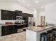 Modern kitchen featuring dark cabinets, stainless steel appliances, and a breakfast bar at 3455 Whispy Ct, Spring Hill, FL 34609