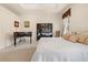 Comfortable bedroom with carpet, piano and a decorative folding screen, inviting relaxation at 4407 Caliquen Dr, Brooksville, FL 34604