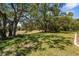Expansive backyard with mature trees offering shade and tranquility in a peaceful setting at 473 Tournament Dr, Spring Hill, FL 34608