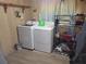 Convenient laundry area with modern washer and dryer, shelving, and storage space for household essentials at 6507 Ginny Dr, Port Richey, FL 34668