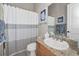 Bathroom vanity features decorative backsplash, framed mirrors and granite countertops at 10808 Alico Pass, New Port Richey, FL 34655