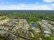 Aerial view of the suburban houses, pond and nature preserve at 11254 Mollymawk Ct, New Port Richey, FL 34654