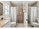 The main bathroom features a large shower with a built-in seat, perfect for relaxing at 11536 Golden Rain Dr, New Port Richey, FL 34654