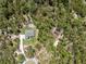 An aerial view reveals a beautiful home surrounded by mature trees, outbuildings, and a long private driveway at 11730 Hawks Nest Trl, Brooksville, FL 34614