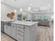 Open kitchen featuring a large island with stainless steel sink, leading to a cozy living area at 12617 Wetmore Ct, Odessa, FL 33556