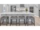 Bright kitchen with oversized island, modern stainless appliances and gray wood floors at 12617 Wetmore Ct, Odessa, FL 33556