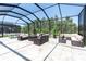 Screened-in patio with comfortable seating, perfect for outdoor entertaining at 12617 Wetmore Ct, Odessa, FL 33556