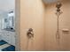 Bathroom showing tiled shower with shower head and faucet, connecting to double sink vanity at 312 Barrington Ct, Spring Hill, FL 34609