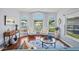Bright living room with large windows, comfortable seating, and stylish decor at 312 Barrington Ct, Spring Hill, FL 34609