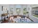 Bright living room with hardwood floors, bay windows, and comfortable seating at 312 Barrington Ct, Spring Hill, FL 34609