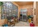 Versatile hobby room with plywood walls, stainless steel refrigerator, and unique decor at 3431 Saturn Rd, Brooksville, FL 34604