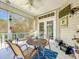 Charming screened-in porch with comfortable seating, a ceiling fan and pleasant decor at 4514 Fishman Ave, Weeki Wachee, FL 34607