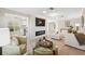 Open-concept living room with fireplace and seamless view to kitchen at 4856 Alamo Ct # 4856, New Port Richey, FL 34655