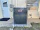 HVAC unit installed on a concrete platform and next to the back door at 5128 Perennial Dr, Holiday, FL 34690