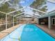 Sparkling pool enclosed in a screen enclosure at 5411 Joyner Ave, Spring Hill, FL 34608