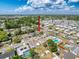 Aerial view of the neighborhood. The home is indicated by a red arrow at 6431 Gainsboro Dr, Port Richey, FL 34668