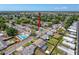 Overhead aerial view of the neighborhood. The home is indicated by a red arrow at 6431 Gainsboro Dr, Port Richey, FL 34668