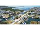 Aerial view of a waterfront home with direct access to the Gulf at 6432 Boatyard Dr, Hudson, FL 34667