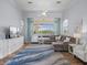 Bright living room with a cozy sectional, large windows offering serene water views at 9159 Trevino Dr, Weeki Wachee, FL 34613
