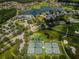 Beautiful aerial view of the community with tennis courts, pool, and golf course at 1013 Sweet Jasmine Dr, Trinity, FL 34655