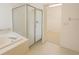 Clean bathroom with a tub, shower, and walk-in closet, providing functionality and ample storage at 1013 Sweet Jasmine Dr, Trinity, FL 34655