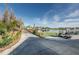 Scenic community view with golf carts parked by a tranquil lake and wooden bridge at 1013 Sweet Jasmine Dr, Trinity, FL 34655