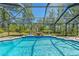 An in-ground pool with a screened enclosure and surrounding green landscape at 10540 Noddy Tern Rd, Weeki Wachee, FL 34613
