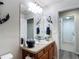 Cozy bathroom with vanity, decorative dolphin accents, and ample lighting at 1082 Nodding Shade Dr, Brooksville, FL 34604
