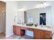 Spacious bathroom with a dual vanity, shower, and closet access at 1082 Nodding Shade Dr, Brooksville, FL 34604