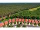 Aerial view of homes in a community with lush green forest nearby and tile roofs at 1171 Dartford Dr, Tarpon Springs, FL 34688