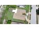 An aerial view reveals this property's backyard, patio, and driveway with parking at 13111 Sheridan Dr, Hudson, FL 34667