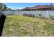 An enclosed backyard with a privacy fence, and planting beds at 15585 Rene Ct, Brooksville, FL 34604