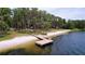 Lakefront view of the pier on a sandy beach, perfect for outdoor recreation and relaxation at 1916 & 1910 Beachway Ln, Odessa, FL 33556